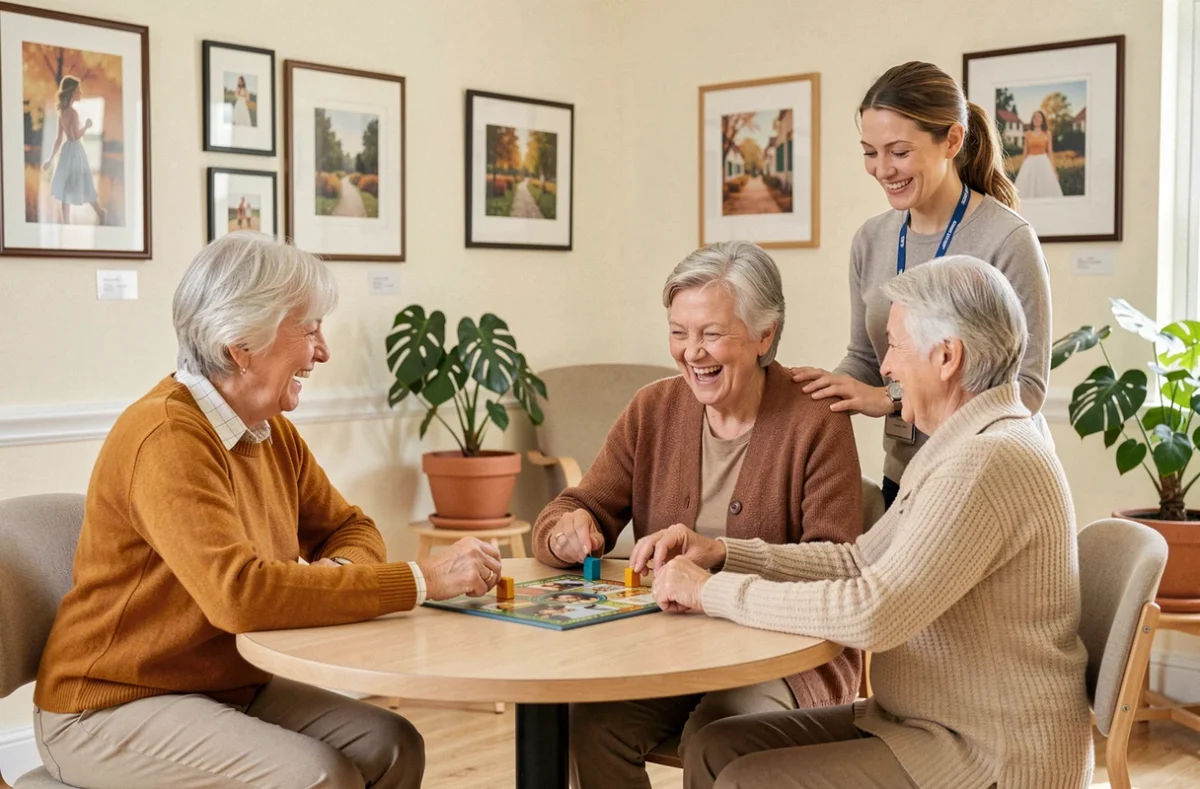 Des seniors partagent un moment de convivialité animé par une professionnelle de Gestea Senior à Nantes