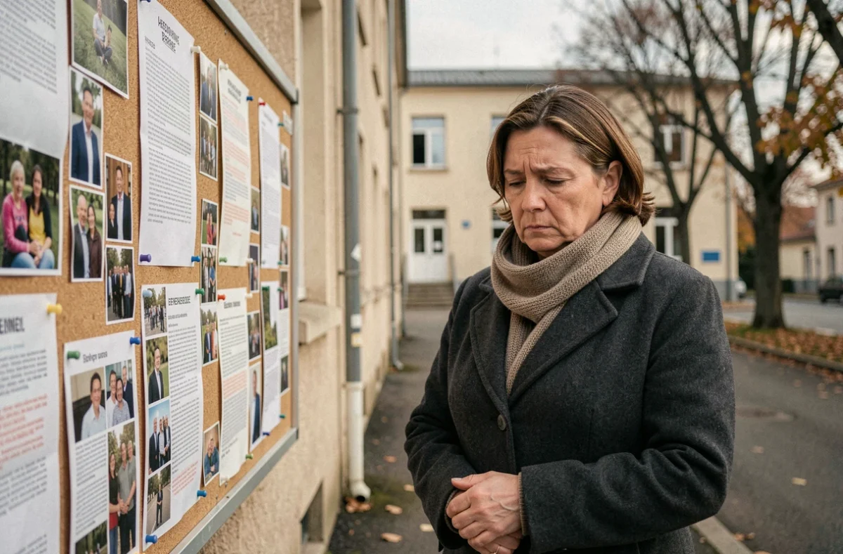 Résidente de Savigny-le-Temple émue devant un panneau commémoratif après le drame qui a secoué la ville