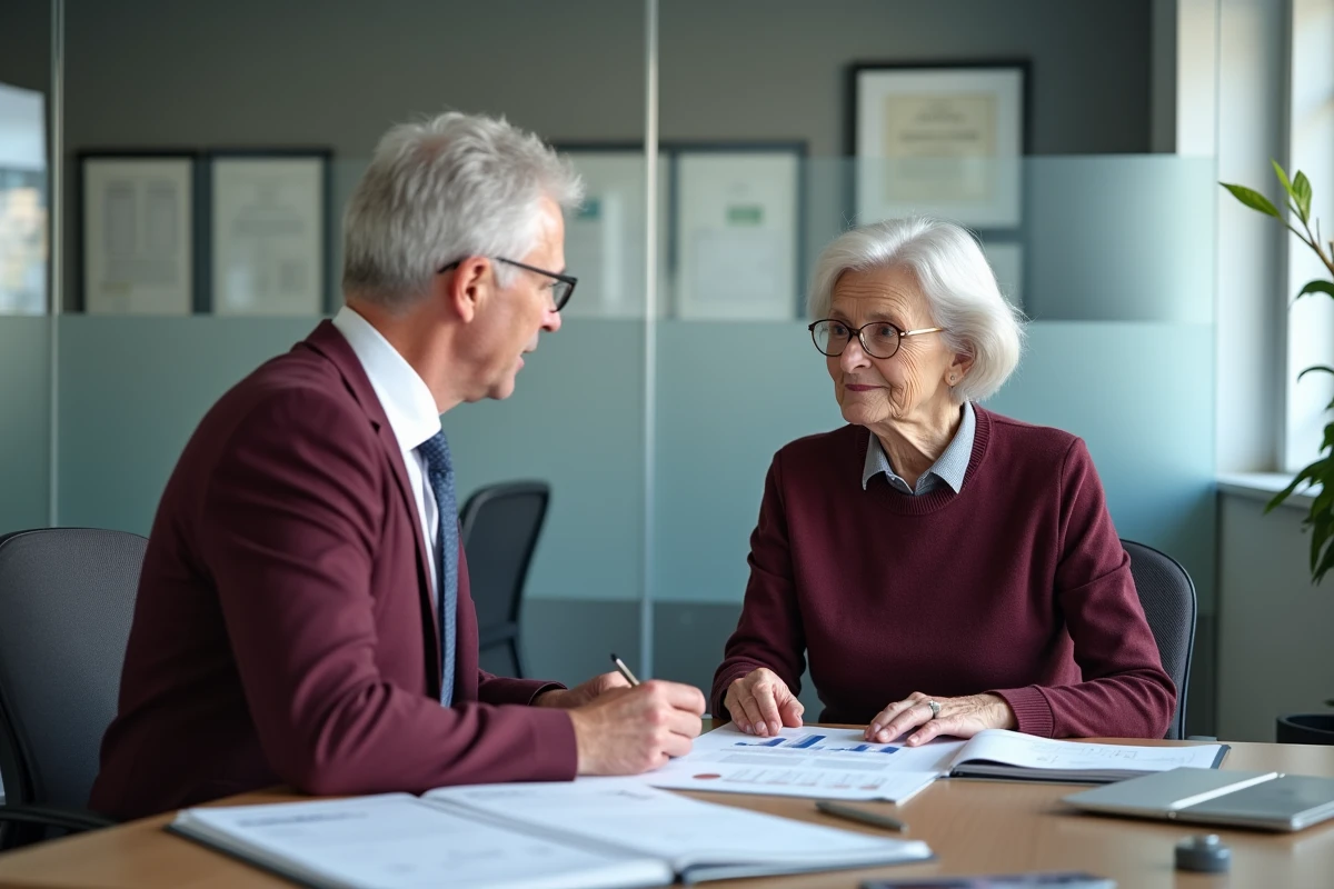 Femme retraitée en consultation avec un conseiller financier sur la revalorisation de sa retraite complémentaire