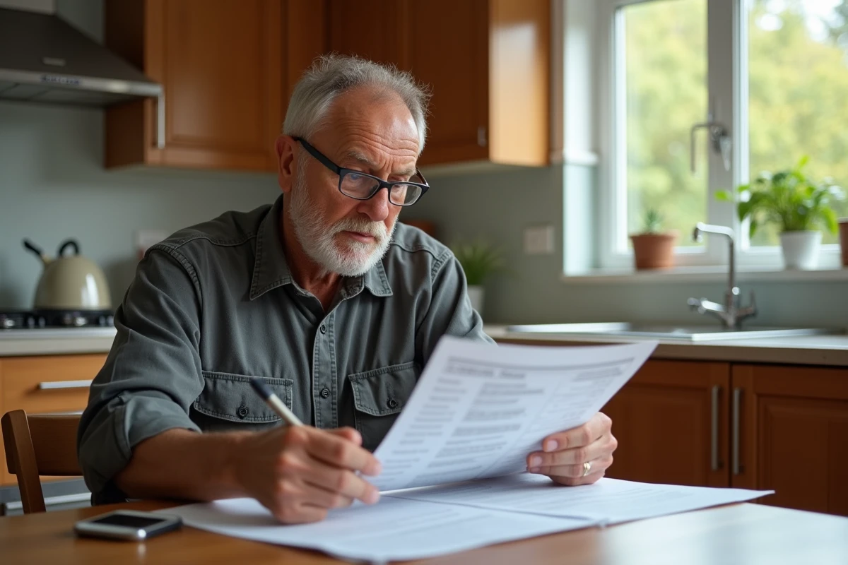 Homme en tenue casual examine ses papiers de pension